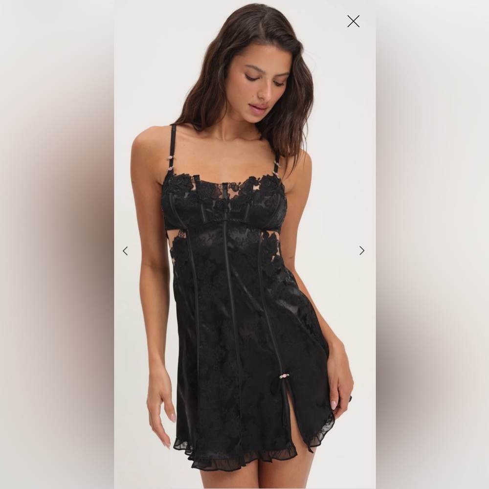 For Love And Lemons Blooming Black Slip Dress❤️